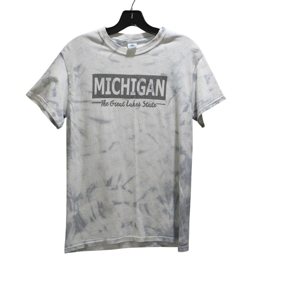 Colortone Tops - Michigan Tie Dye T Shirt Small Gray Graphic Great Lakes State Unisex Cotton